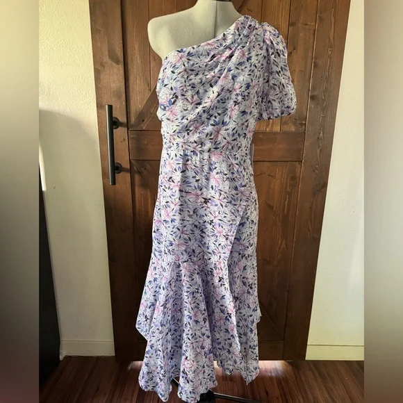 Astr the Label Santorini in blue Multi Floral One-Shoulder Dress NWT - Picture 2 of 7
